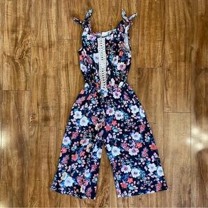 HEART & ARROW Girls Navy Floral Jumper Sleeveless Size 7/8